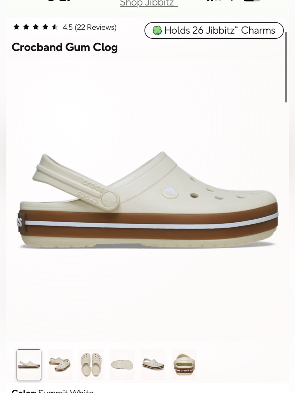 CROCS Classic crocband Gum Clog in Summit White with Brown Trim